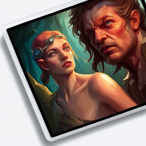 Chigger Cobra Hybrid Chasing Redhead, Hyperdetailed Art