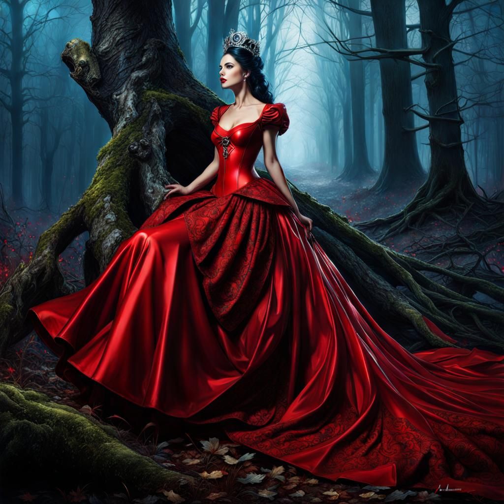 Gothic Fairytale Cinderella Mistress in Dark Magic Forest