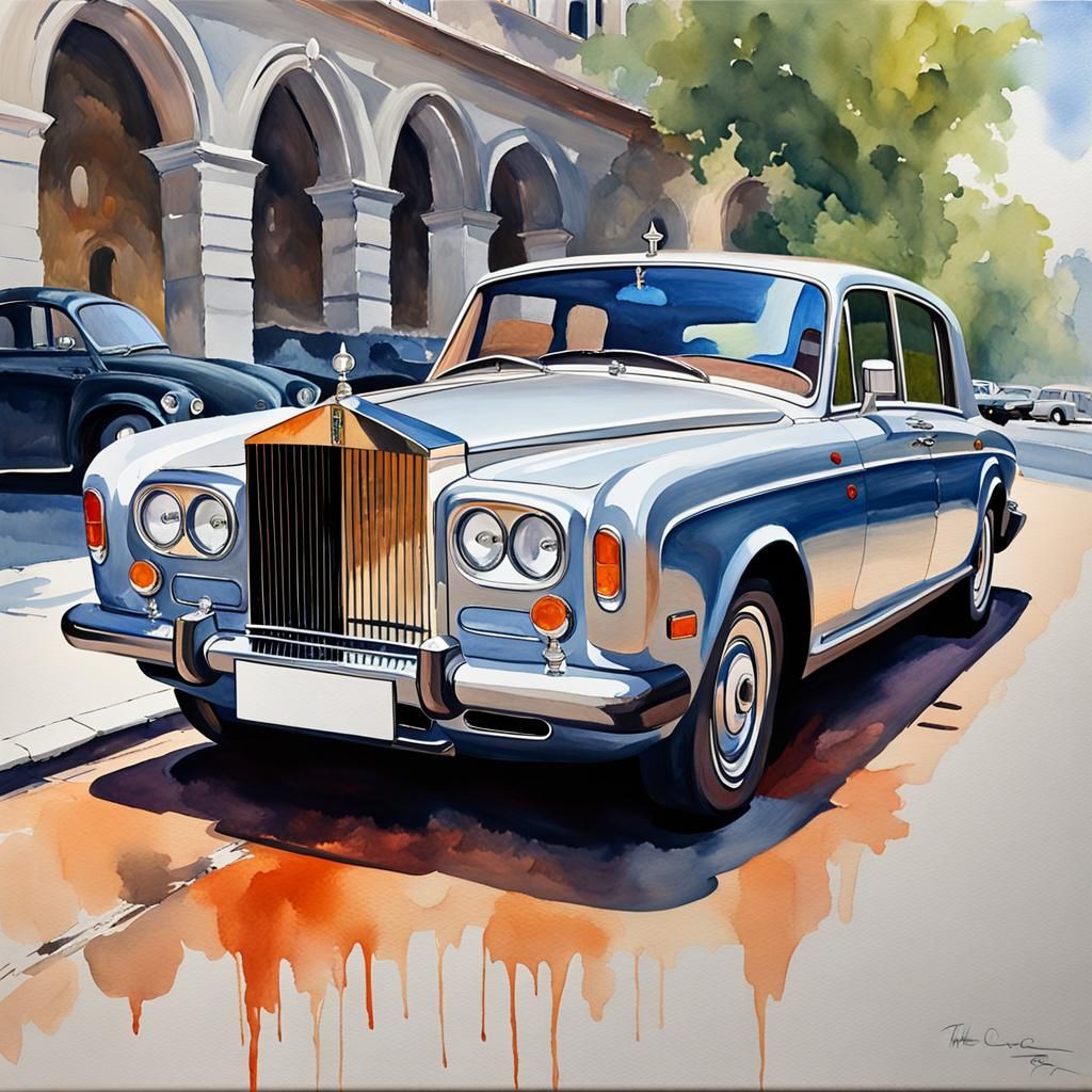 Rolls Royce Silver Shadow in Gouache Style