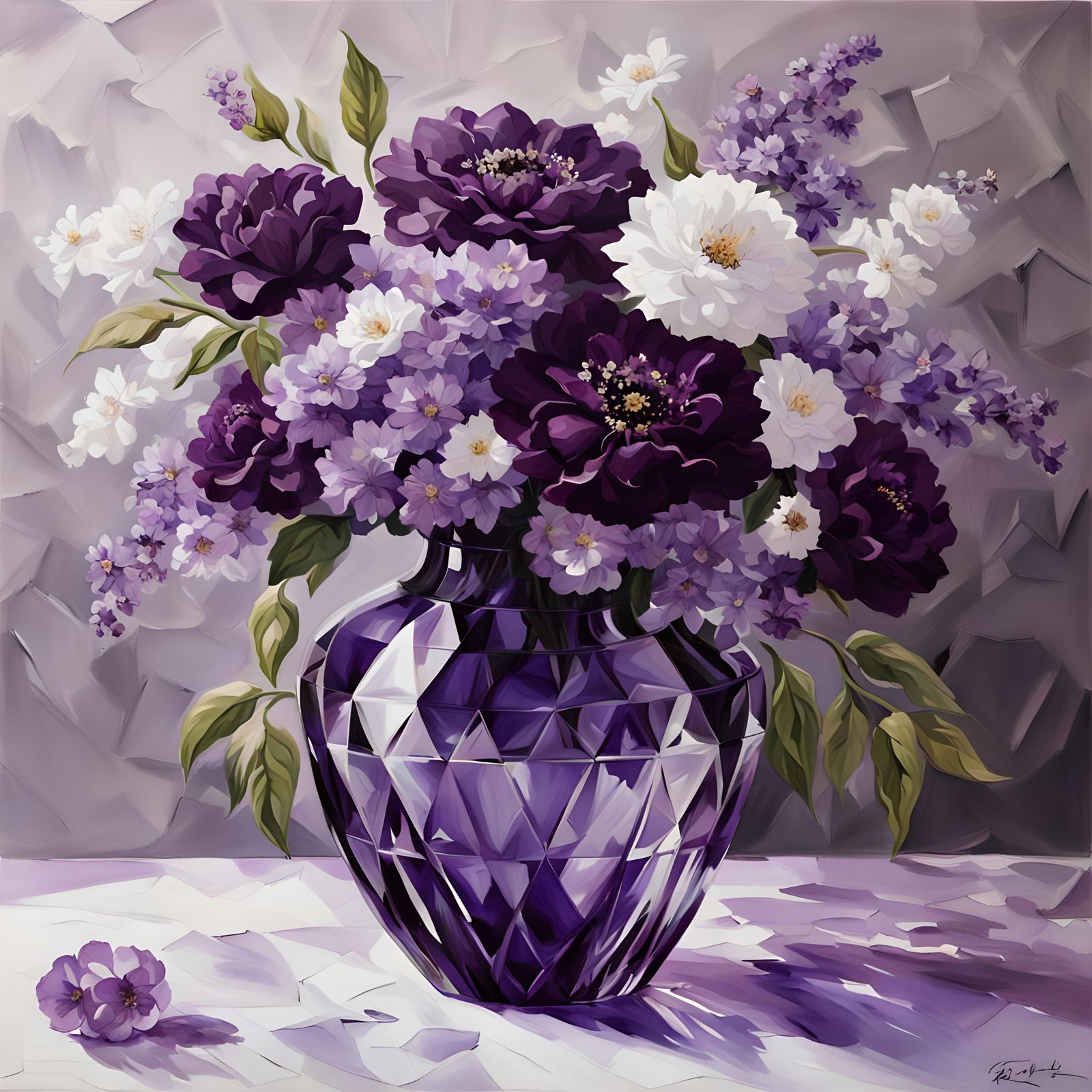 Elegant Floral Arrangement in Crystal Vase