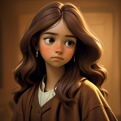 Woman in Room with Soft Focus, Oil Painting Style