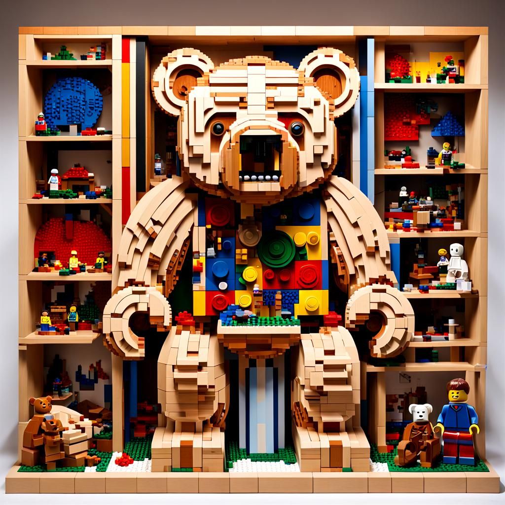 Lego Art: Wooden Teddy Bear Woodcarving Shop