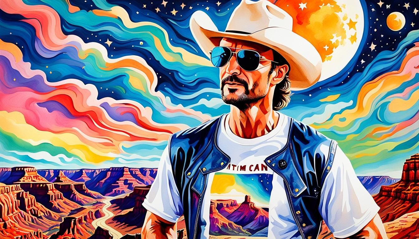 Singer in Rembrandt Style with Grand Canyon Starry Night