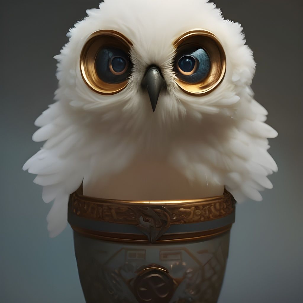 Adorable Chibi Owl in Teacup: Digital Portrait