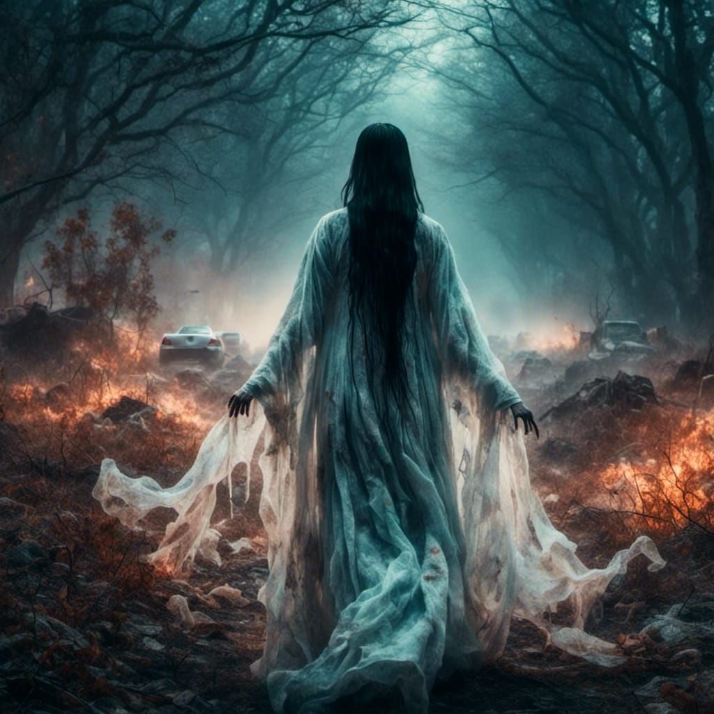 Haunting Hanbok Ghost Weeping in the Forest