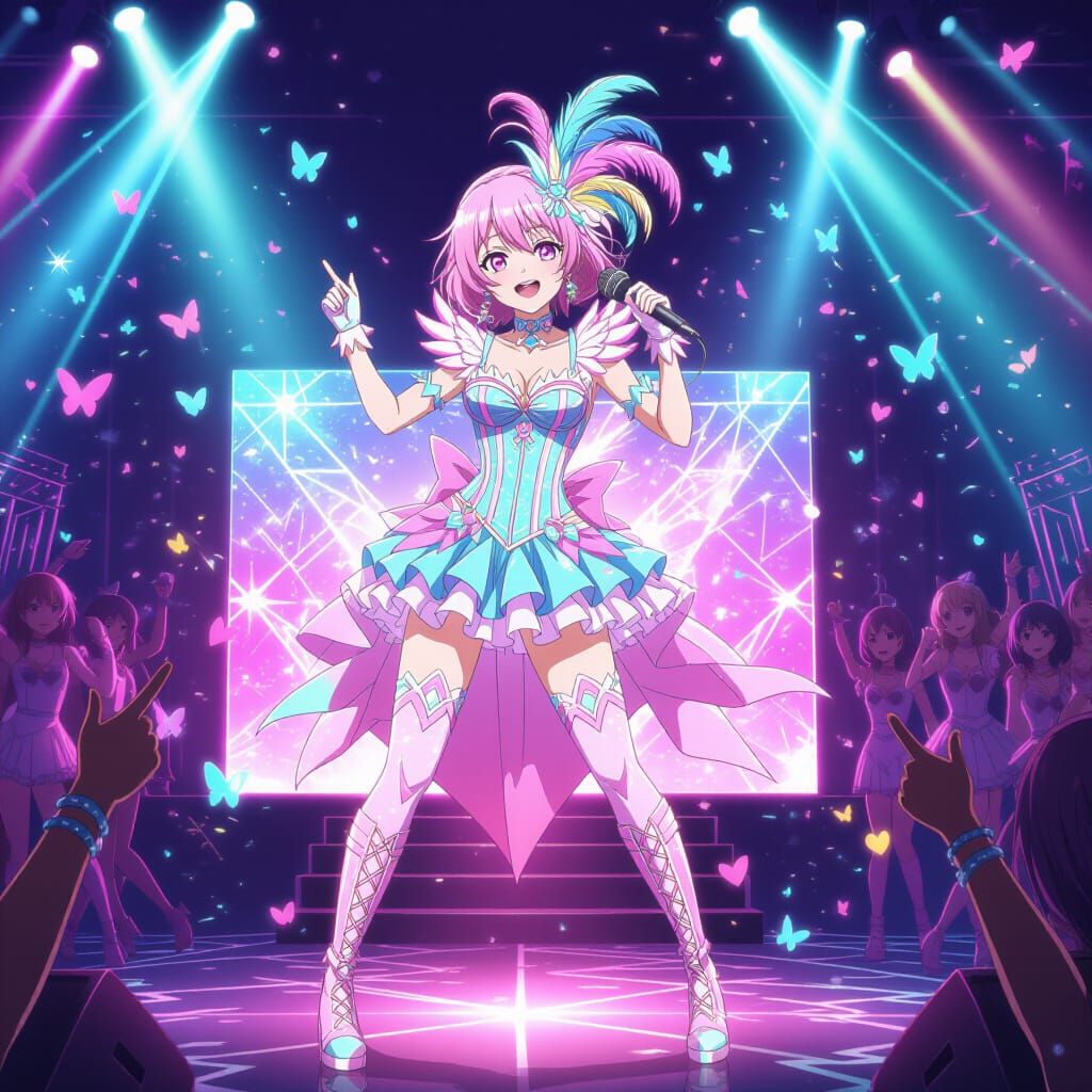 Anime Idol on Stage in 2.5D Style