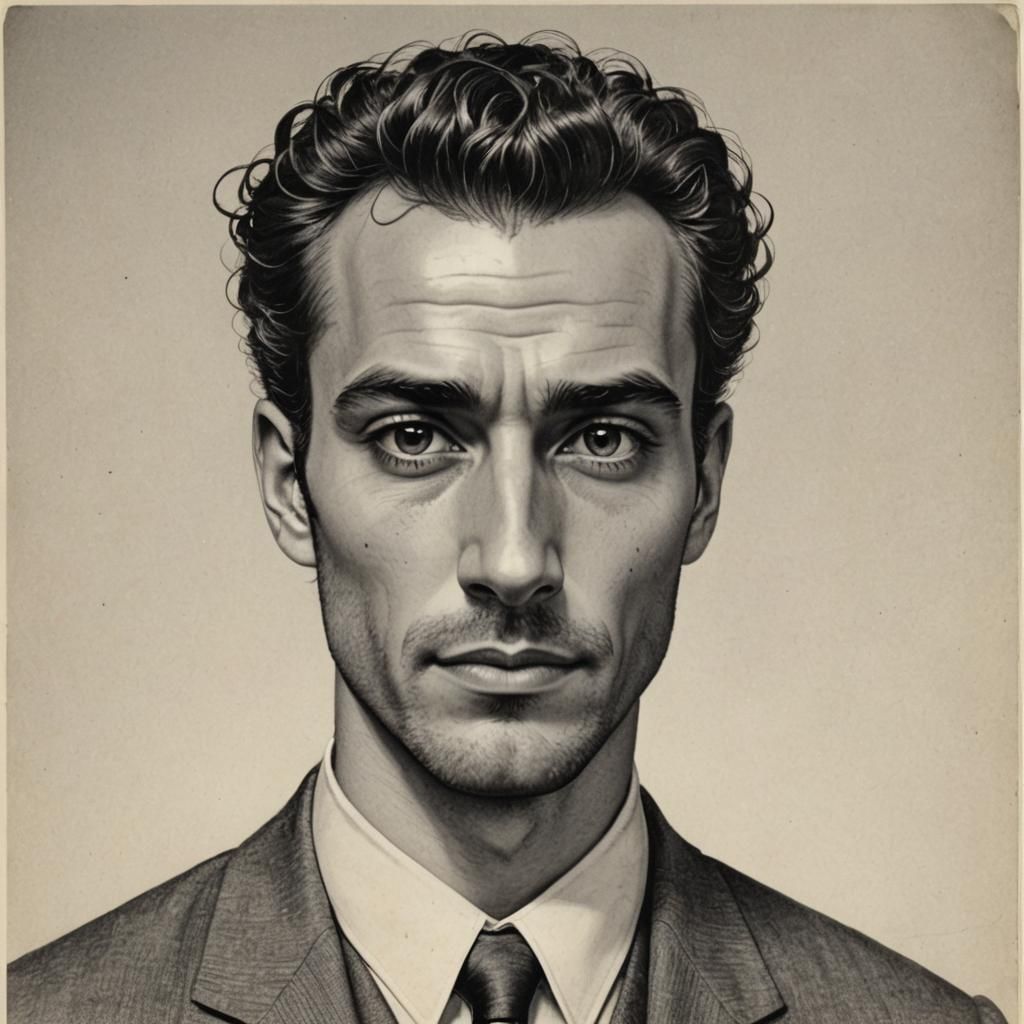 Detailed Portrait of a Man with Curly Hair