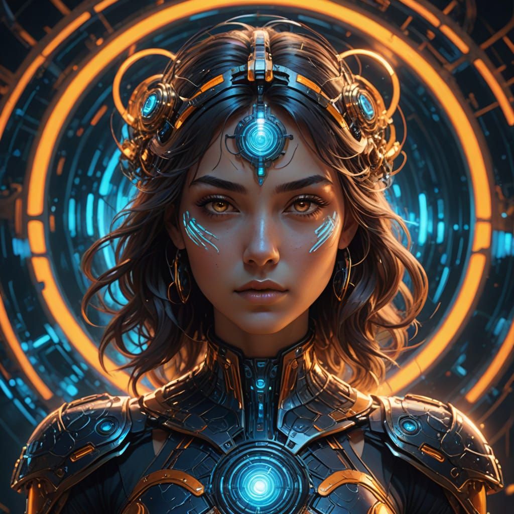 Cyberpunk Oracle in Radiant 8K Portrait