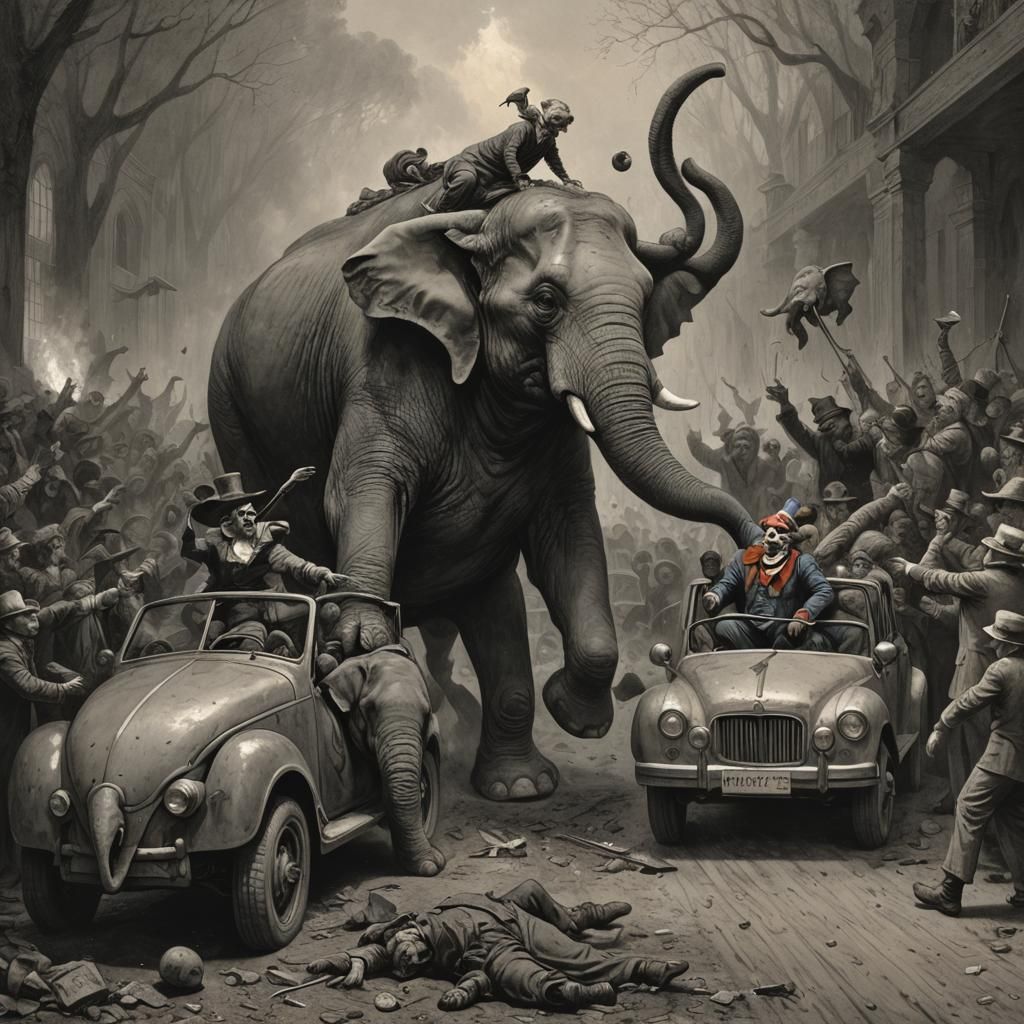 Nightmare Clown Crash: A Dark Horror Scene