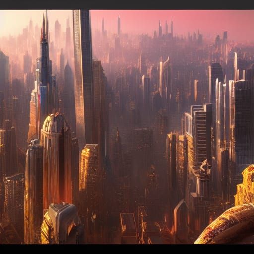 Fantastical City Skyline in Detailed Matte Painting