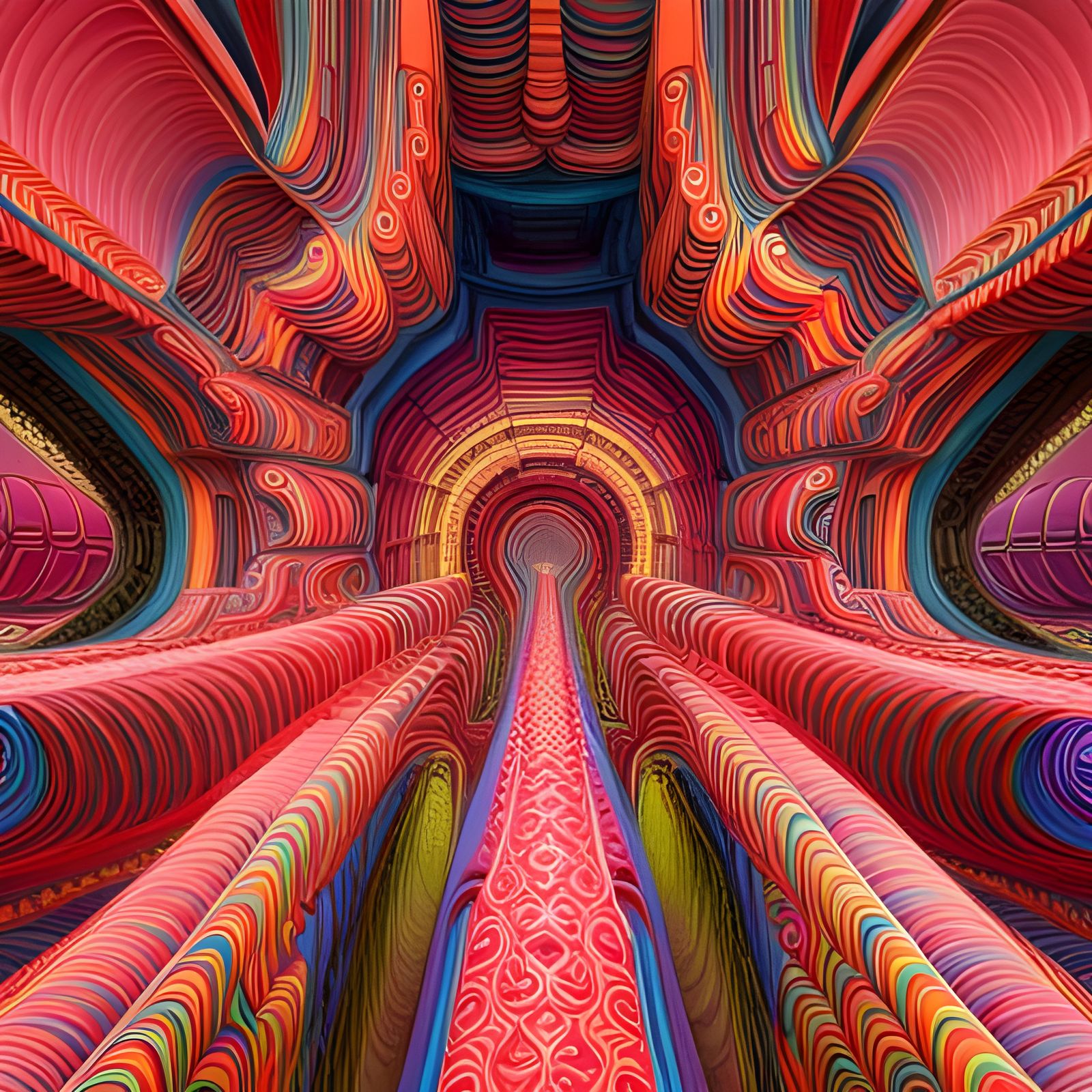 Detailed Futuristic Architecture in Bioluminescent Color