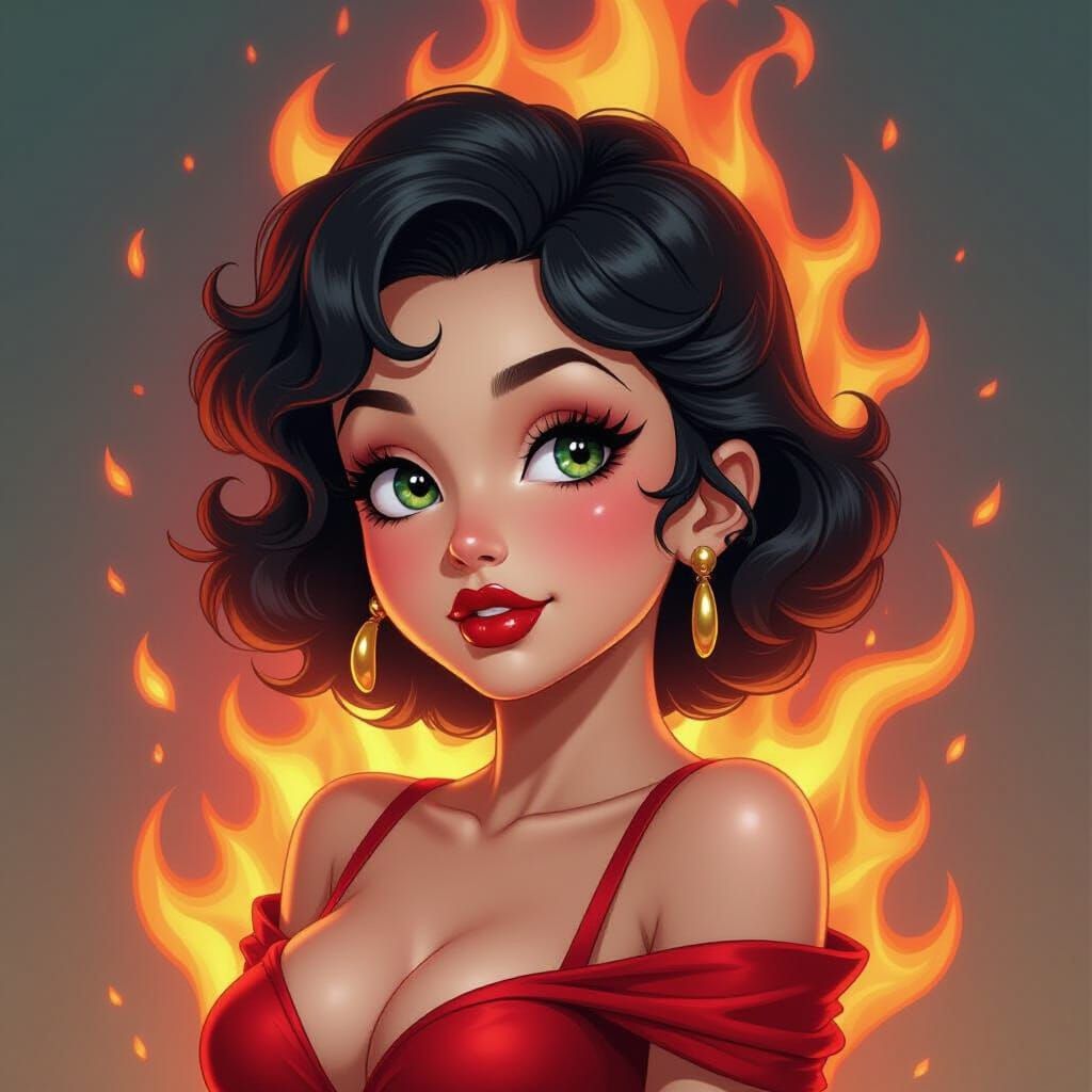 Betty Boop Poster "Donna" with Fiery Accents
