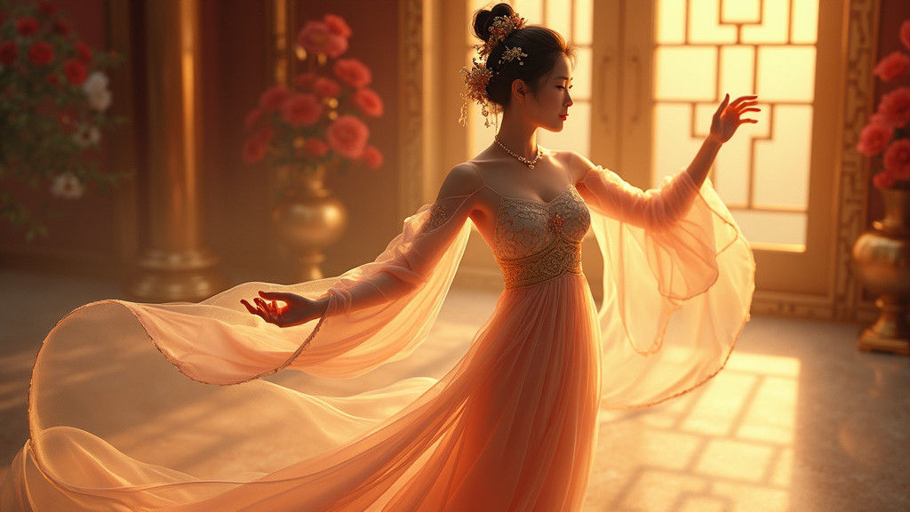 Ancient Chinese Beauty in Palace, 3D Anime Art