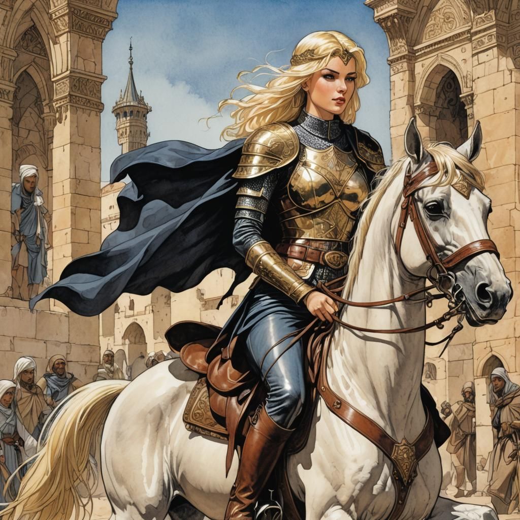 Arabian Warrior Princess in Bande Dessinée Style