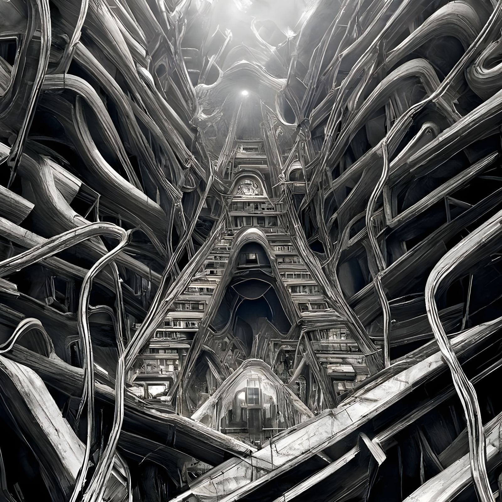 Brutalist Biomechanical City in Cosmic Valley