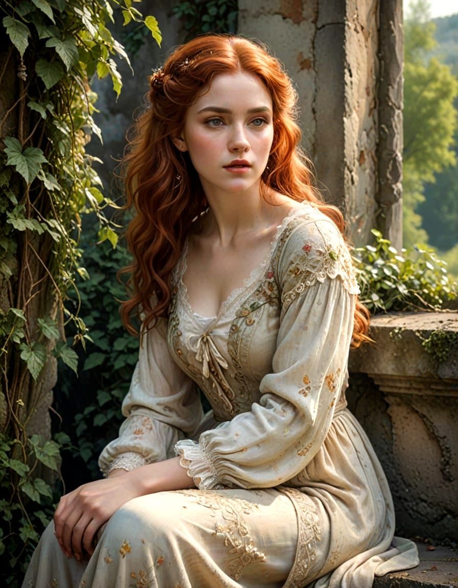 Ethereal Baroque Portrait in Watercolor Style