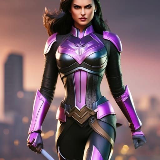 Epic Female Superhero with Enchanted Sword