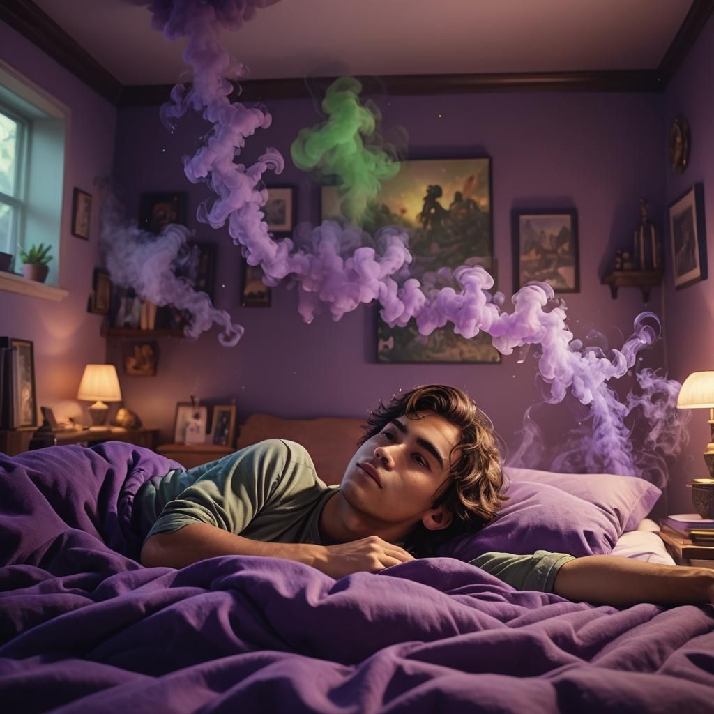 Teen in Purple Smoke: Fantasy Concept Art