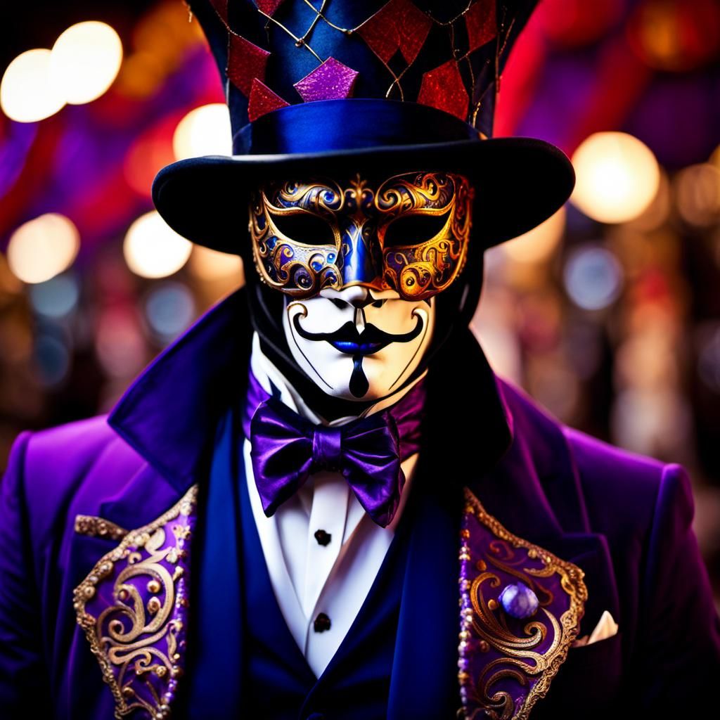 Mysterious Ringleader in Venetian Mask: Baroque Portrait