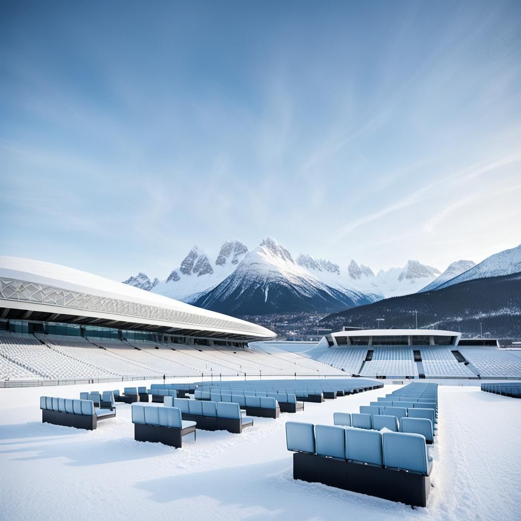 Snowy Stadium: Modern Scandinavian Architecture
