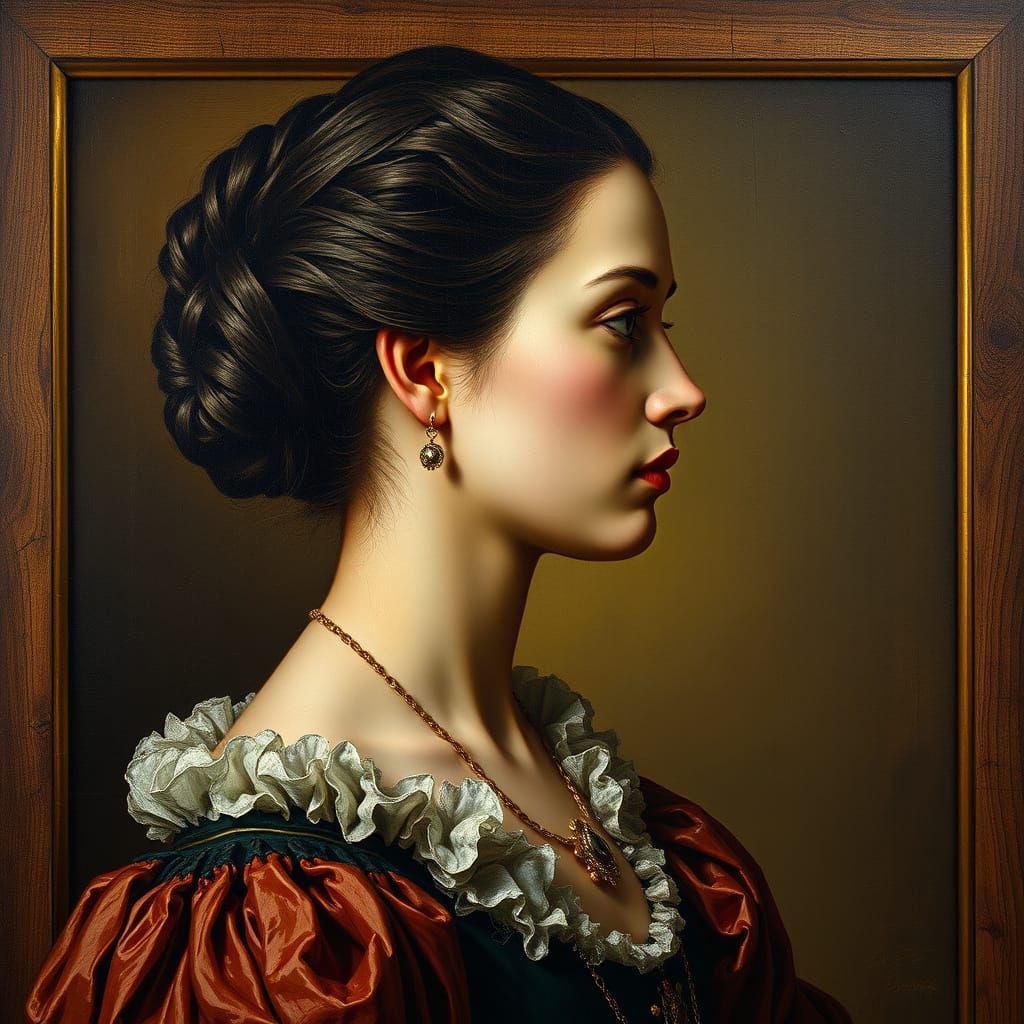 Lavish Woman in French Classicism Oil Painting