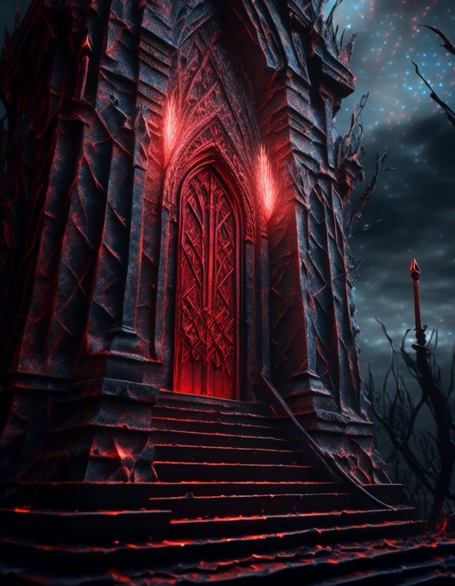 Gothic Mausoleum with Black Star Portal
