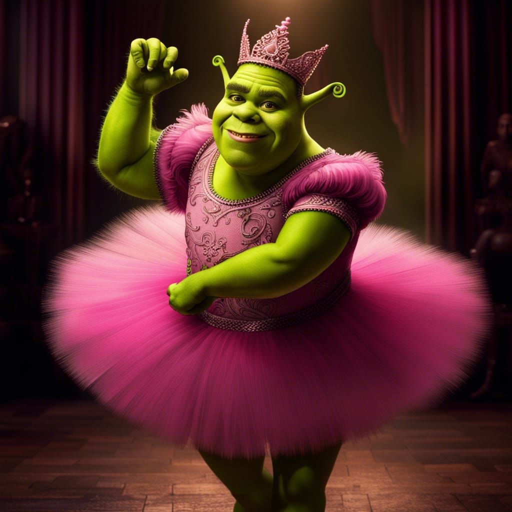 Shrek Dances in Pink Leotard and Green Tutu