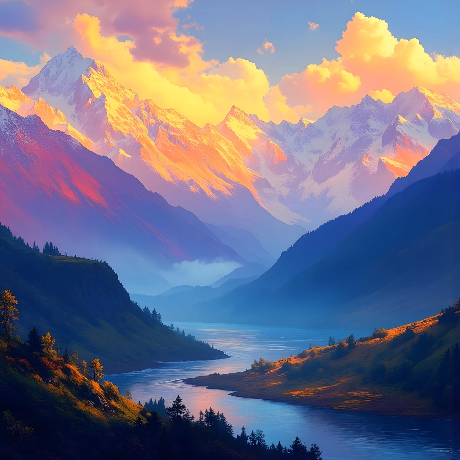 Golden Hour in the Tibetan Mountains