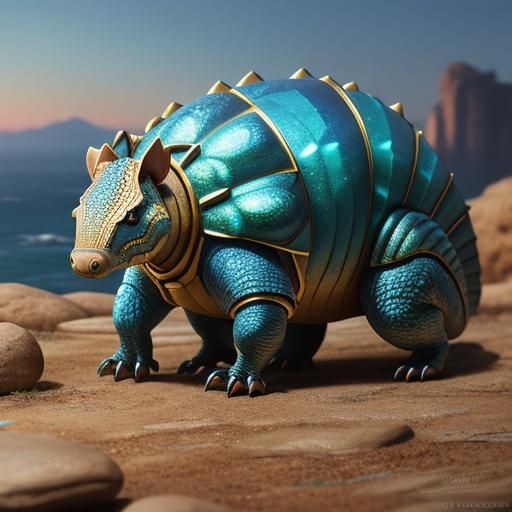 Gem Armadillo in a Majestic Landscape