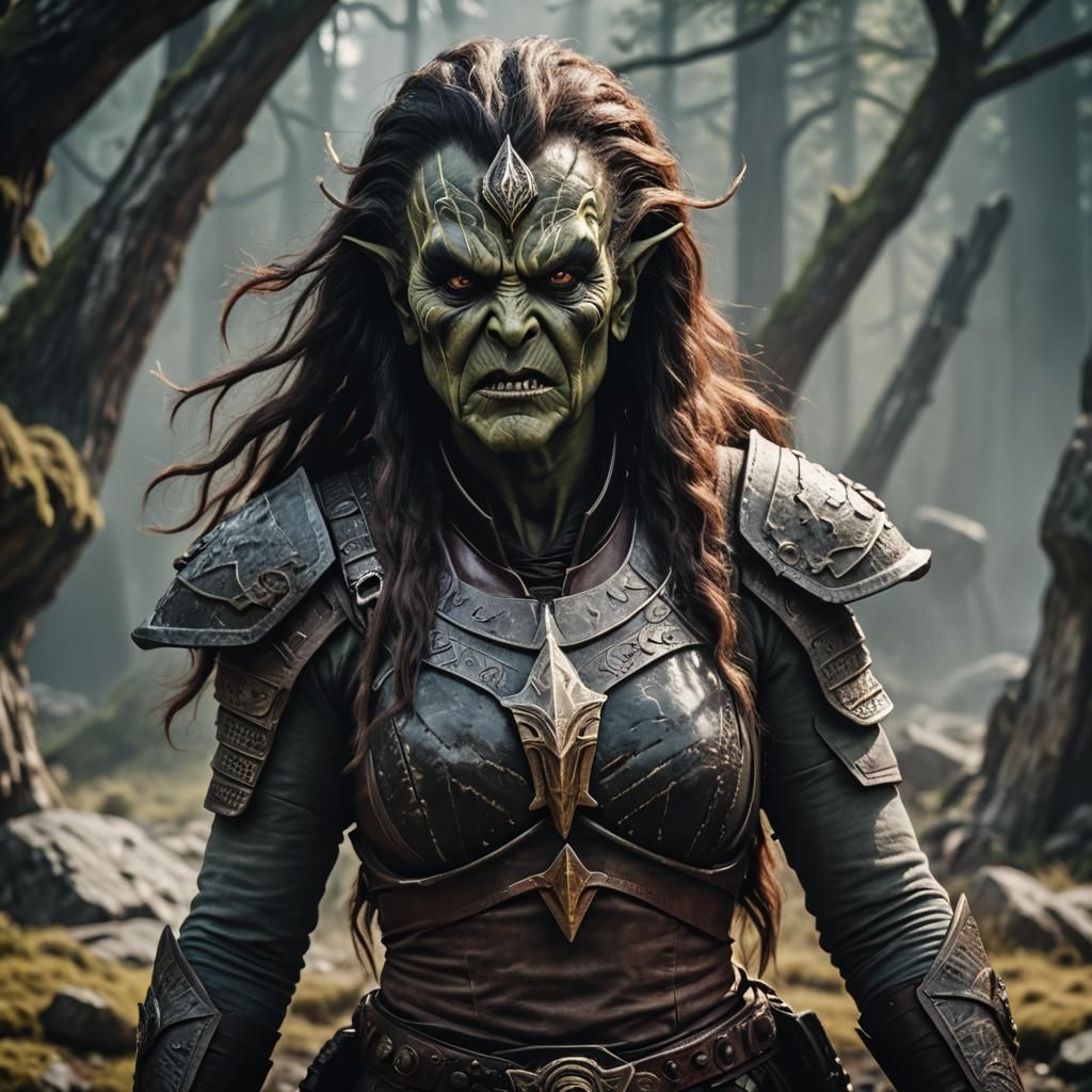 Dramatic Female Klingon-Ogre Hybrid Film Still