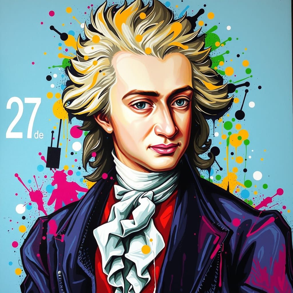 Mozart's Birthday Celebrated in Vibrant Graffiti Style