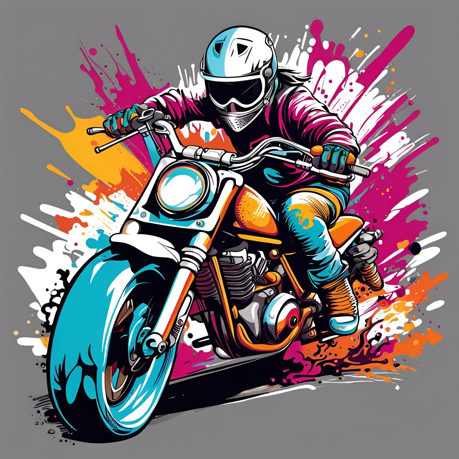 Colorful Graffiti Motorcycle Vector Illustration