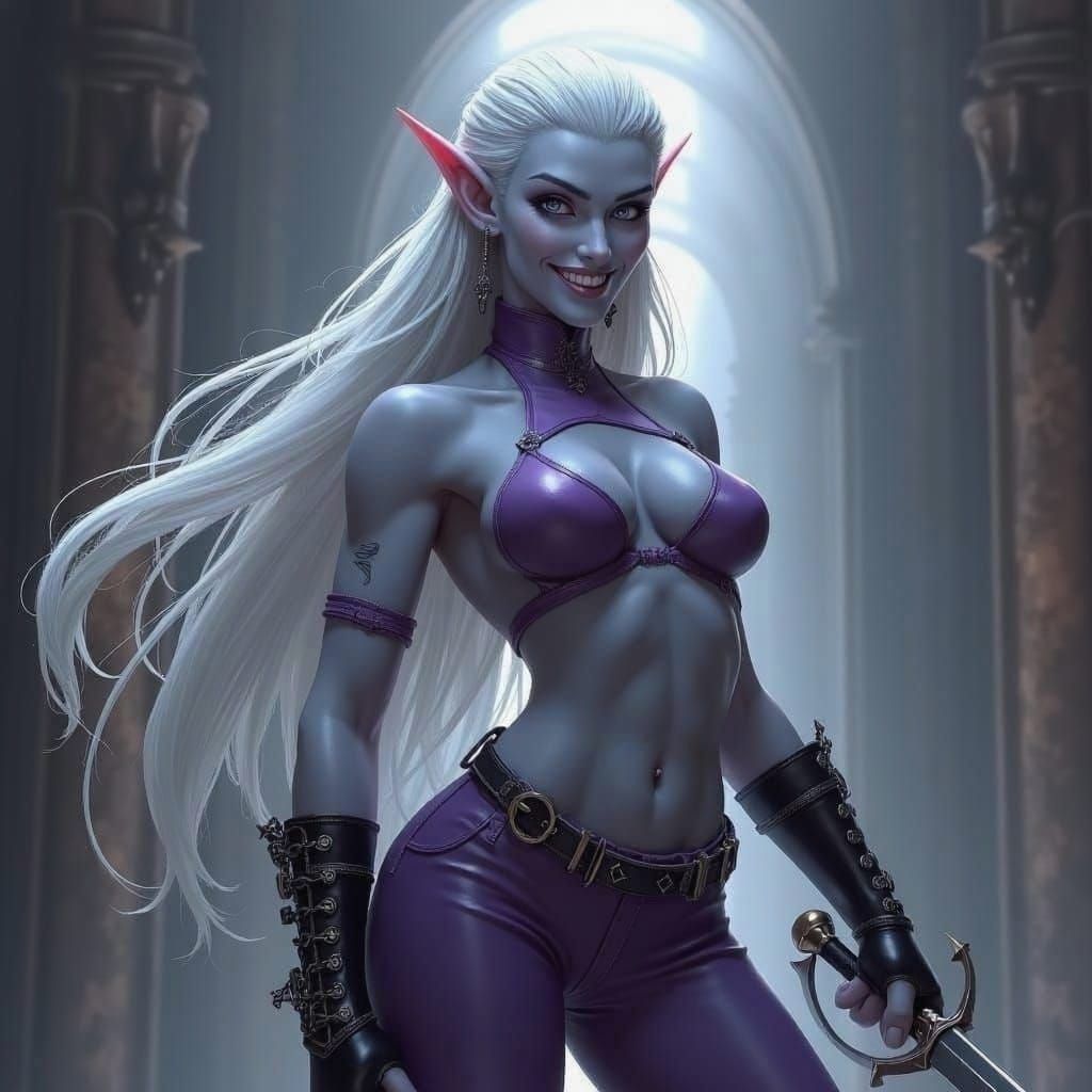 Athletic Drow Elf with Sword: Fantasy Concept Art