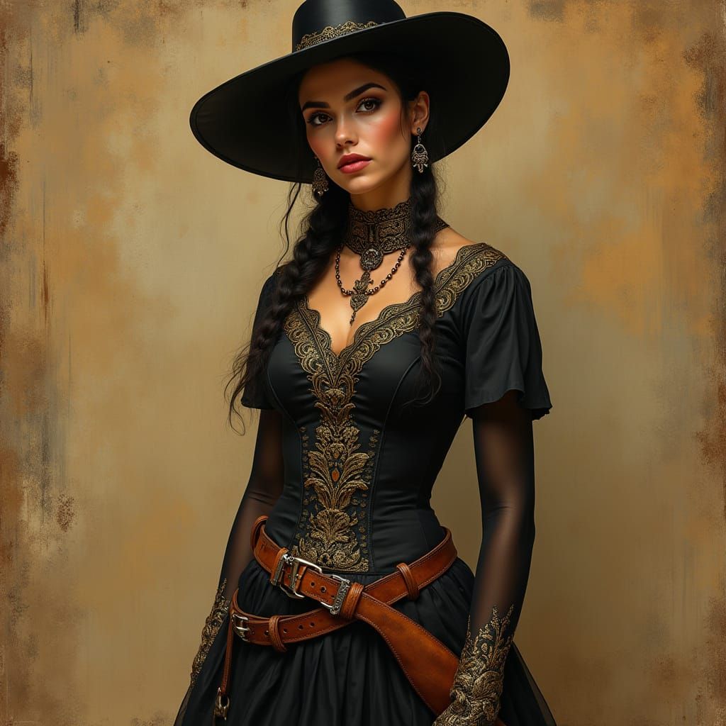 Latina Woman in Opulent Southwest Style