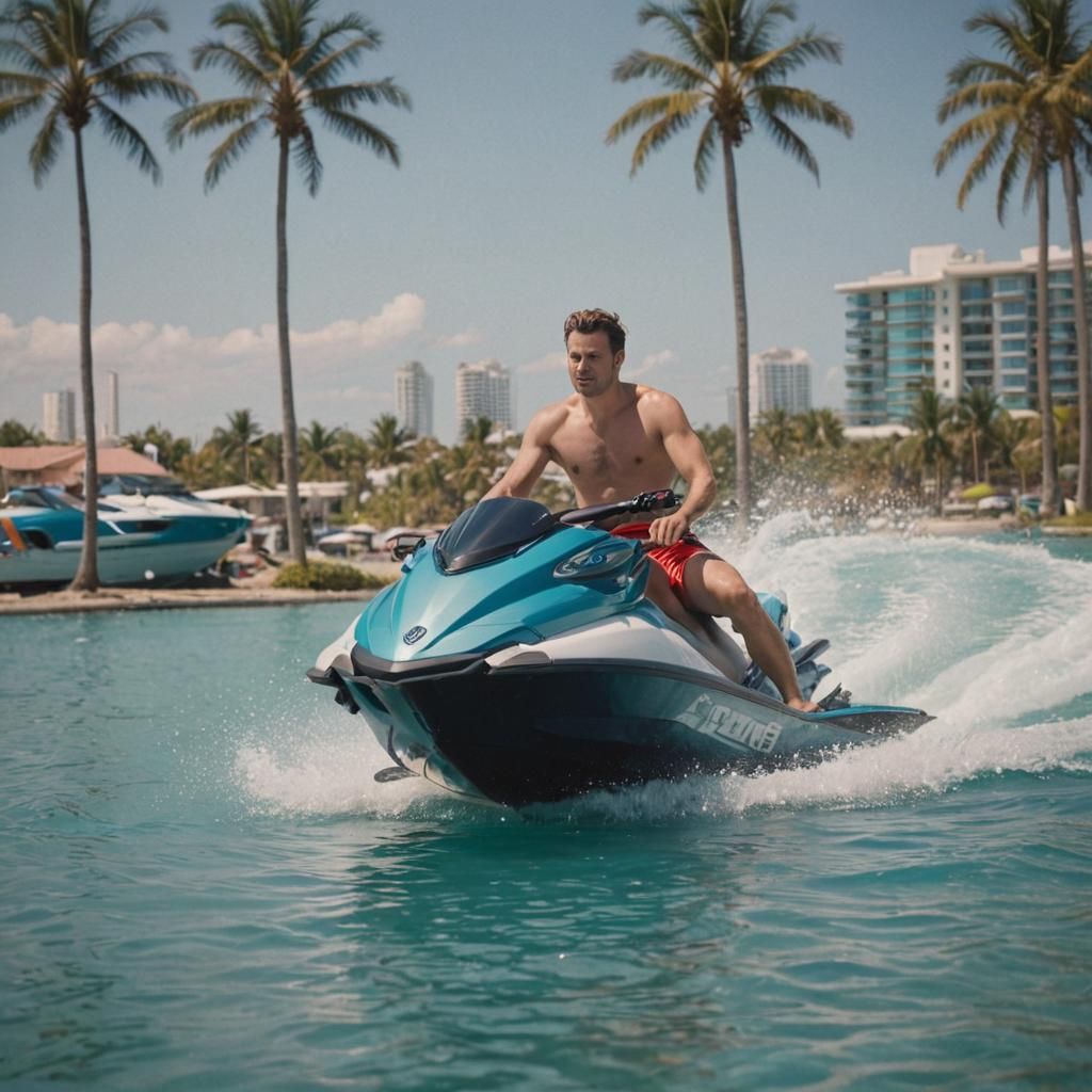 Jet Ski Scene in Cinematic Film Style