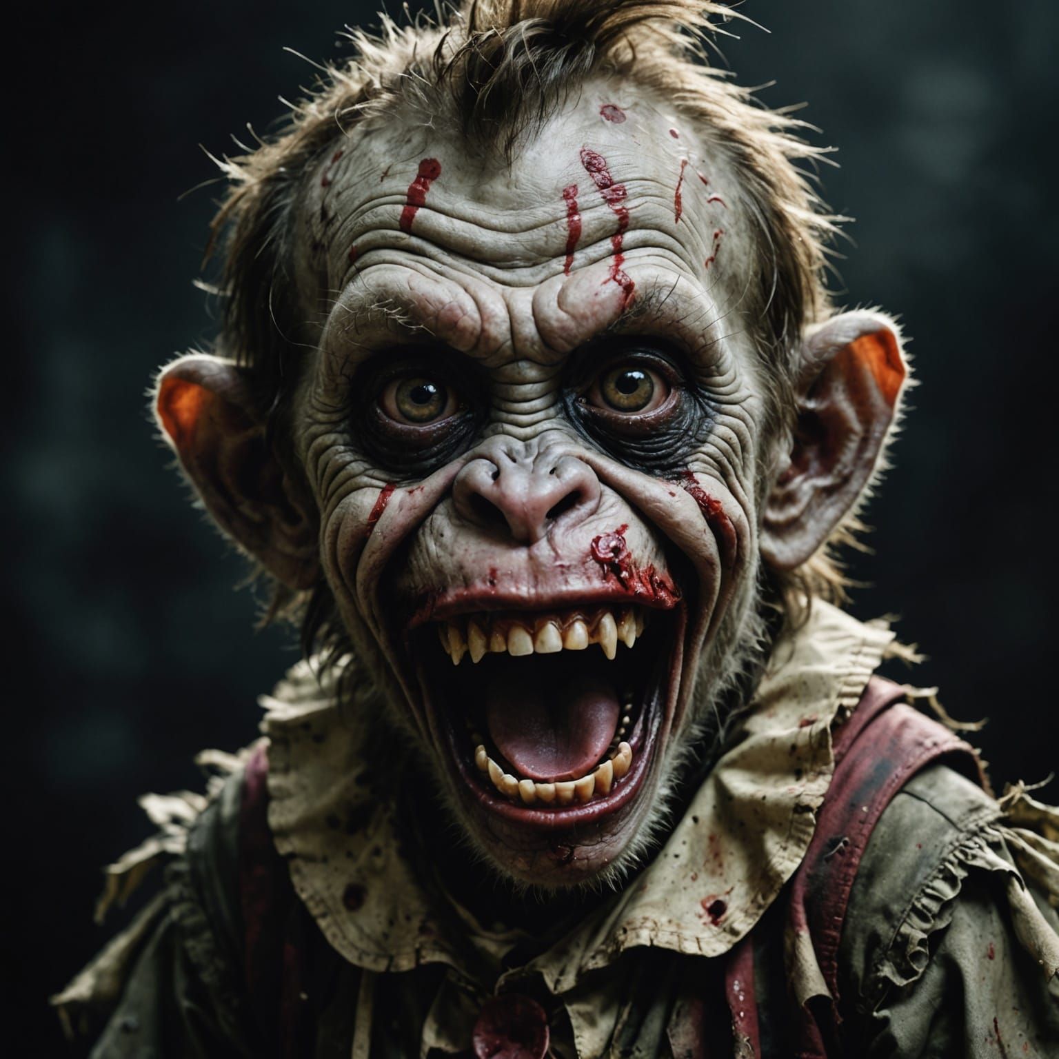 Grotesque Toddler Grins Maniacally with Long, Protruding Ton...