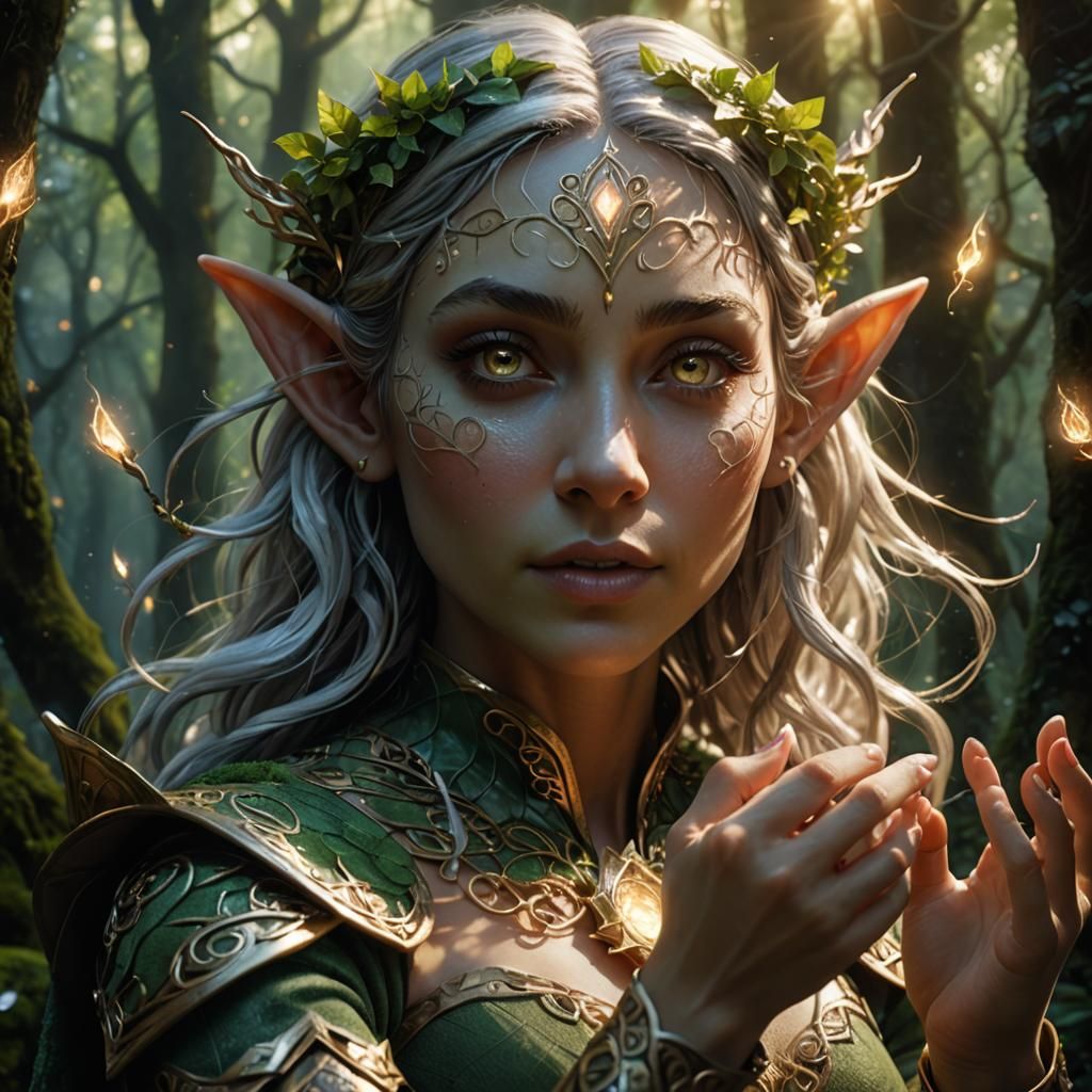 Magical Elf Portrait in Hyperrealistic 3D Style