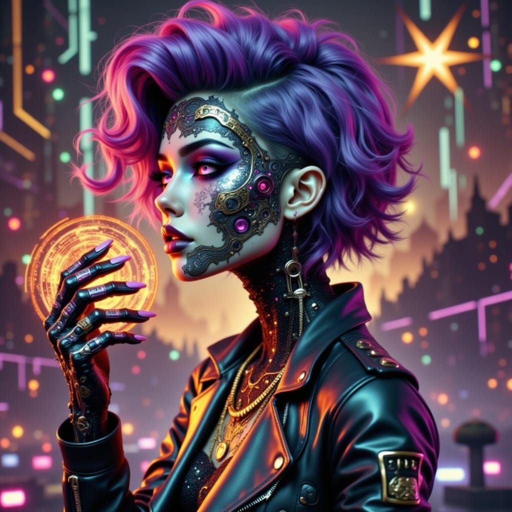 Cyberpunk Teddy Bears in Wonderland, Neon Style