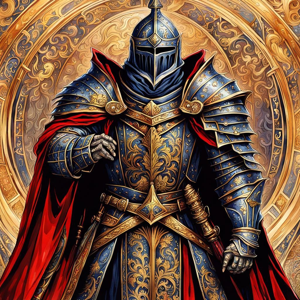 Gothic Knight Wizard King in Crimson Cloak