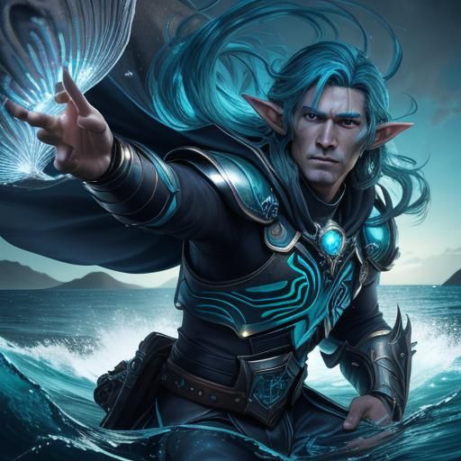 Elf Prince Rides Bioluminescent Stingray Underwater