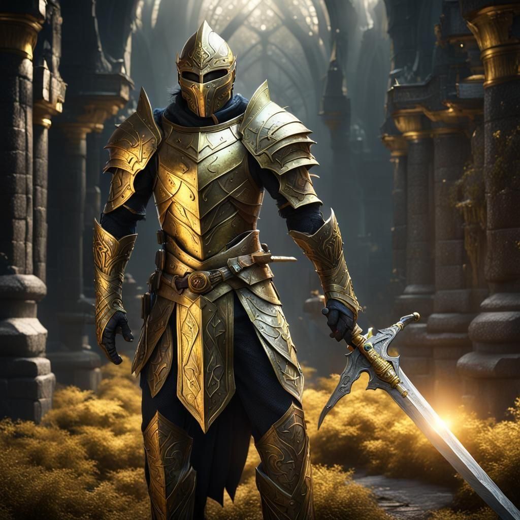 Elven Animated Armor in Dark Fantasy Setting