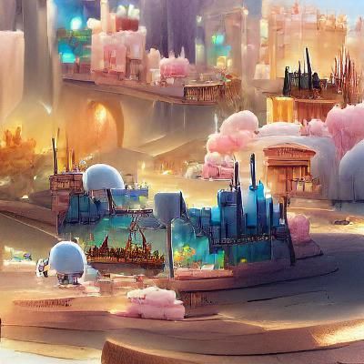 Whimsical Fantasy Cityscape Concept Art