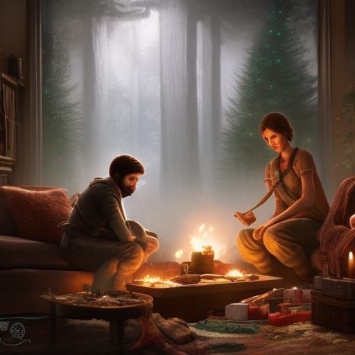 Joel and Ellie Celebrate Christmas: Digital Matte Painting