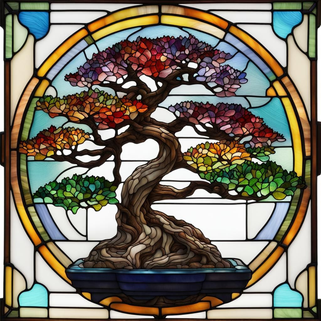 Stained glass bonsai tree