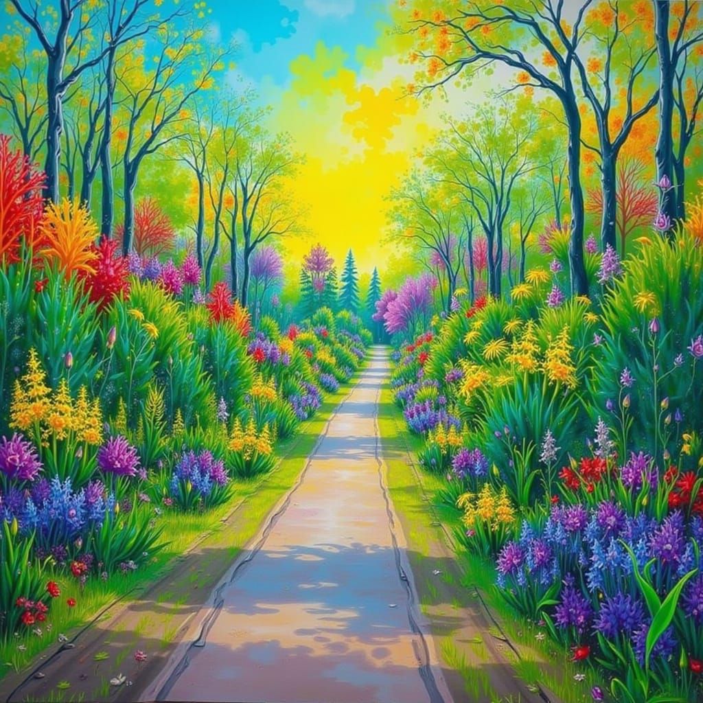 Picturesque Country Road in Vibrant Colors