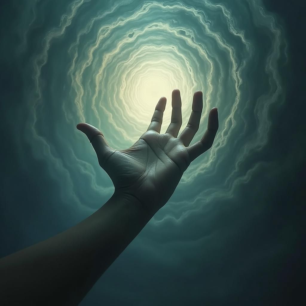 Ethereal Hand Grasping in Surreal Fantasy Art