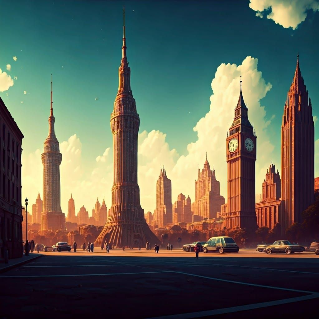 Vintage Travel Ad for Famous City