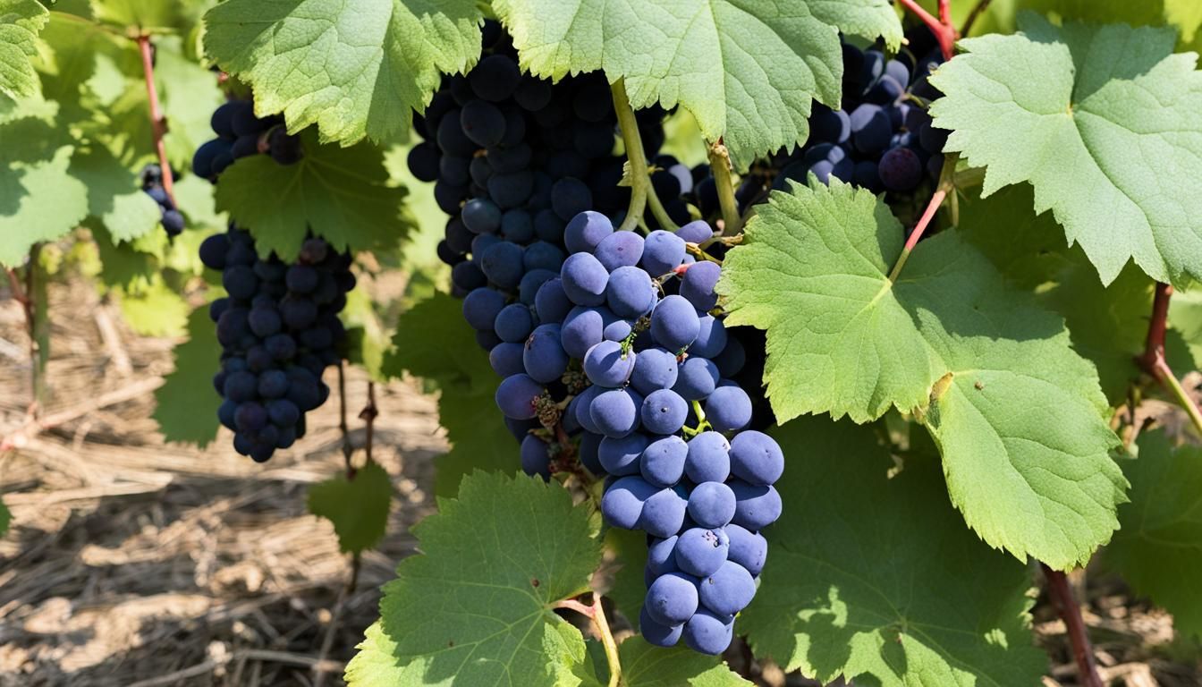 Close-Up of Dark Grapes on the Vine