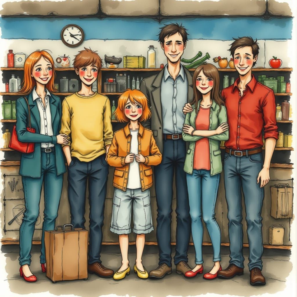 Average plain Midwestern family of shoppers at Wal-Mart posi...