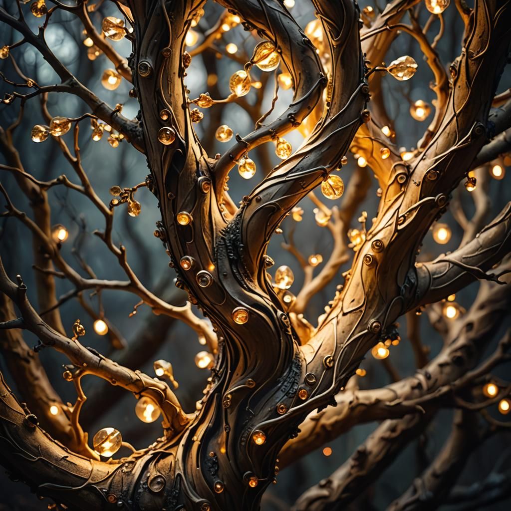 Mystical Tree Branch Lamp in Romanticism Style